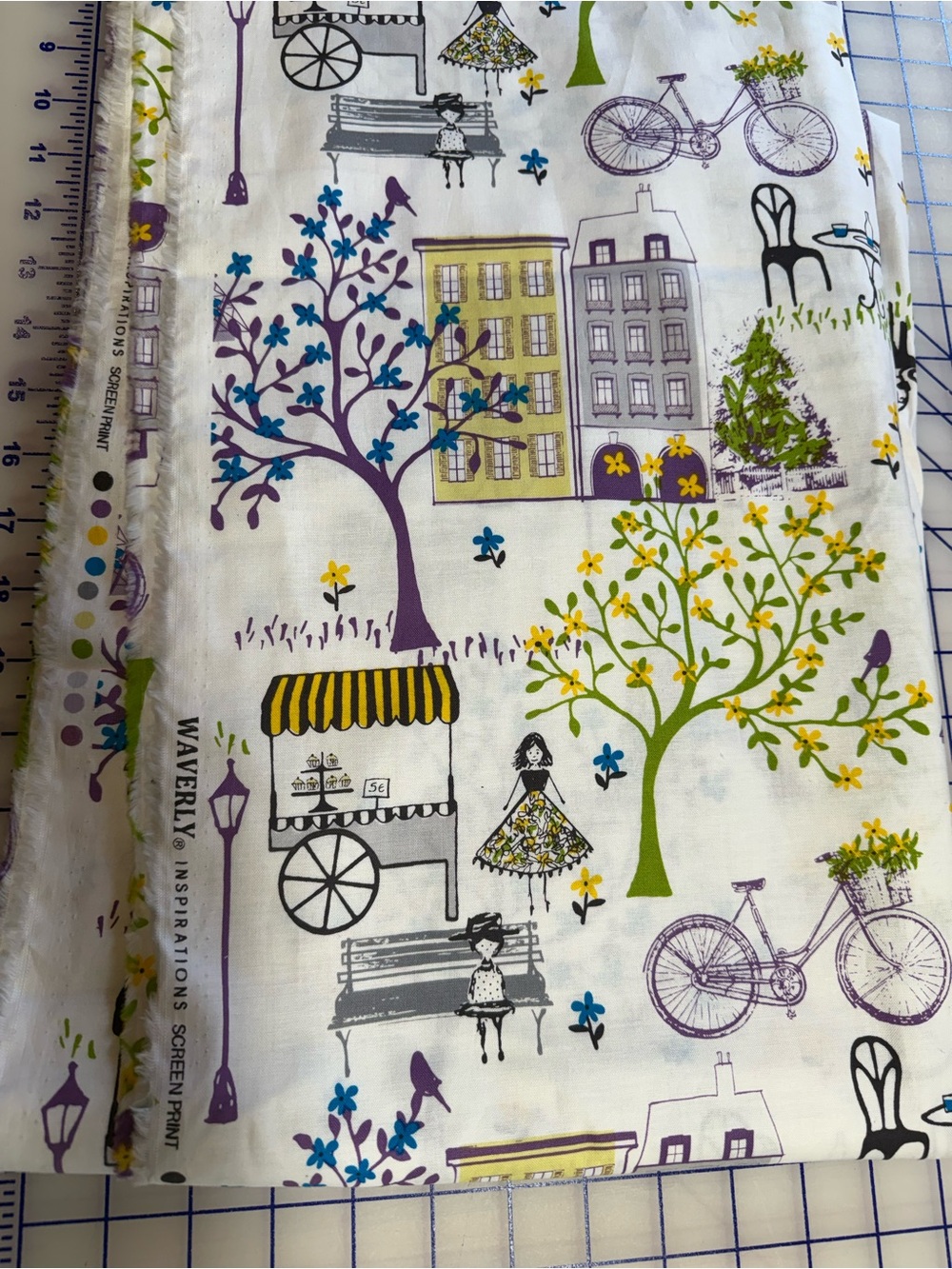 4 7/8 yd Waverly Inspiration Paris Stroll cotton France fabric whimsical Eiffel